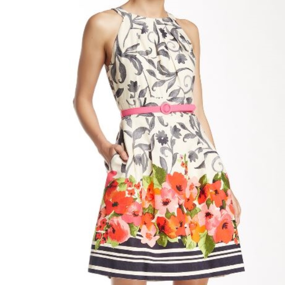 Cute Floral border print sleeveless day dress